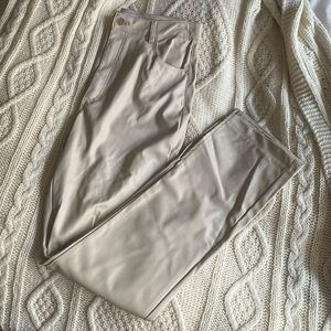 NWOT Zara faux leather cream pants trousers pleather high rise straight cut 🍦